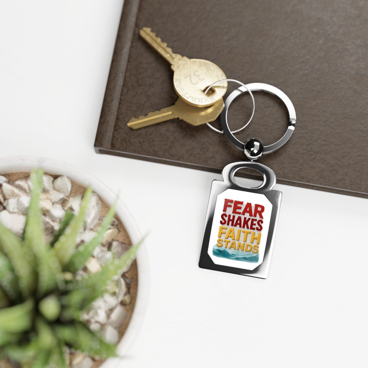 Inspirational Photo Keyring - Fear Shakes Faith Stands, Custom Keychain, Motivational Gift, Personalized Accessories, Faith-Inspired [...]