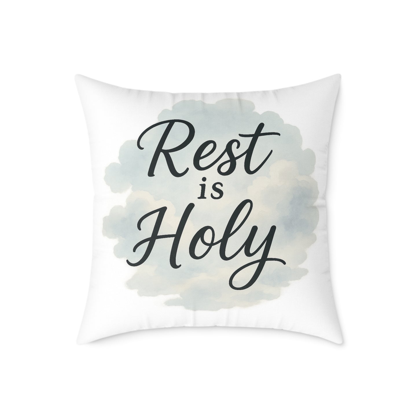 Decorative Throw Pillow - 'Rest is Holy' - Cozy Home Accent, Gift for Home Decor Lovers, Relaxation, Meditation, Self-Care
