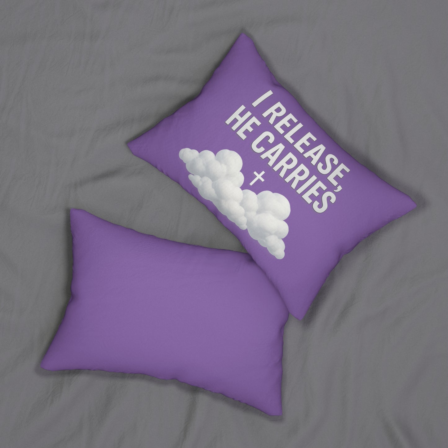 Inspirational Lumbar Pillow, Faith-Based Home Decor, ‘I Release, He Carries’, Christian Gift, Relaxing Cushion, Prayer Decor