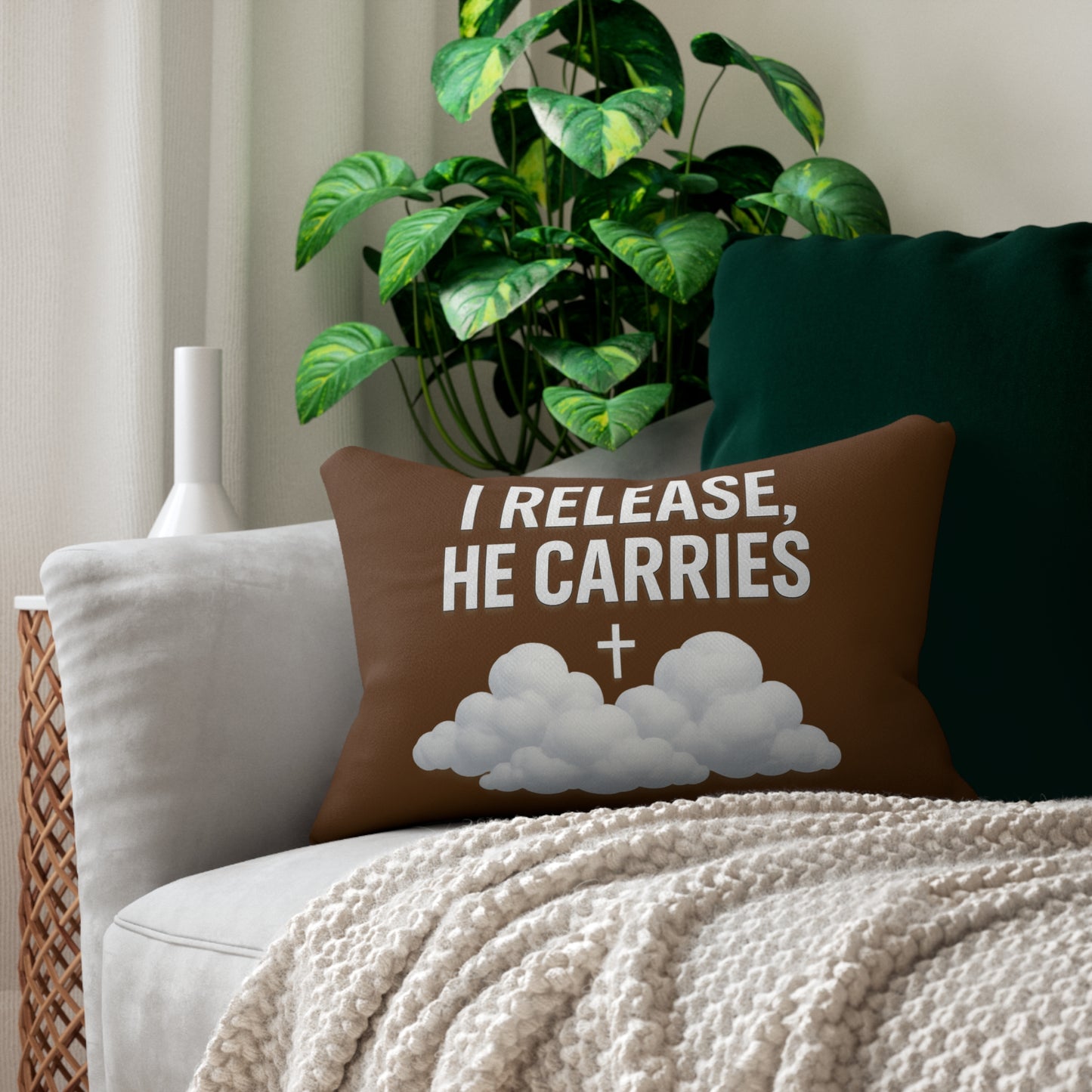 Faith-Inspired Lumbar Pillow - Inspirational Home Decor, Throw Pillow, Religious Gift, Couch Accessory, Comfort Decor